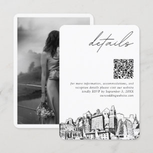 Cartão De Informações Código QR dos Detalhes Modernos do Casamento Oakla