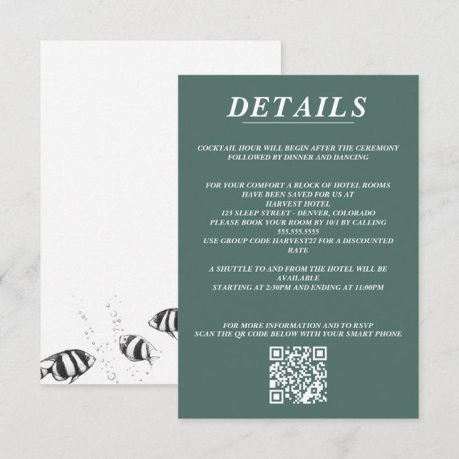 Cartão De Informações Código QR e detalhes do Casal Scuba (Frente/Verso)