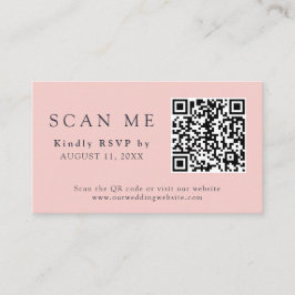 Cartão De Informações Código QR e RSVP Azul do Sítio de Casamento Rosa e