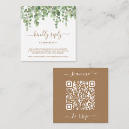 Cartão De Informações Código QR Eucalyptus Greenery Website de Casamento
