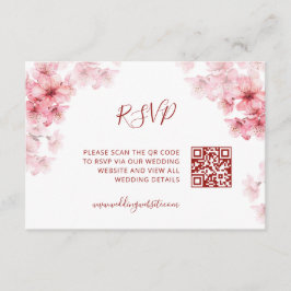 Cartão De Informações Código QR | Flor de Cerejeira RSVP