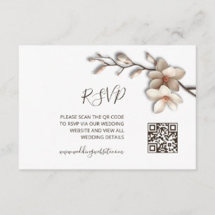 Cartão De Informações Código QR    Flor de Magnólia 3D RSVP