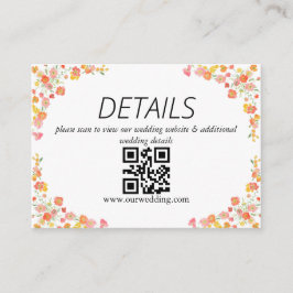 Cartão De Informações Código QR Floral de Verão Rosa e Laranja para Casa