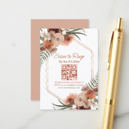 Cartão De Informações código qr floral outono aquarela rsvp casamento