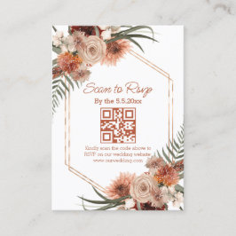 Cartão De Informações código qr floral outono aquarela rsvp casamento