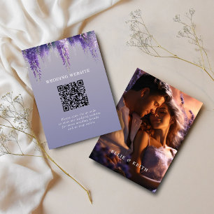 Cartão De Informações Código QR Floral Roxo Quimológico Foto Casamento