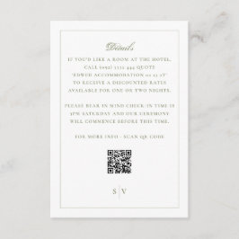 Cartão De Informações Código QR Formal de Casamento Verde Musgo