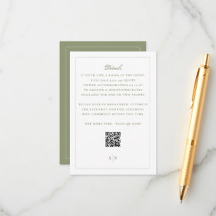 Cartão De Informações Código QR Formal de Casamento Verde Musgo