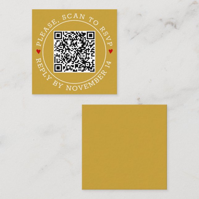 Cartão De Informações Código QR - fronteira de RSVP casamento de ouro mo (Frente/Verso)