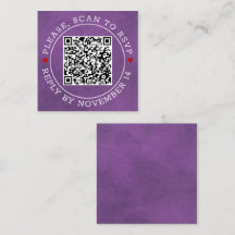 Código QR fronteira RSVP, casamento roxo manchado