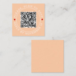 Cartão De Informações Código QR: fronteira RSVP e casamento de pêssego