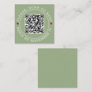 Cartão De Informações Código QR: fronteira RSVP e corações sage casament