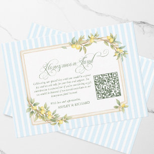 Cartão De Informações Código QR Fundo de Lua de Mel Casamento Limão Medi