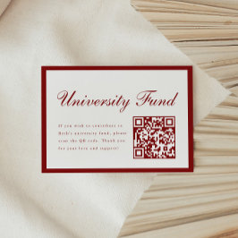 Cartão De Informações Código QR Fundo Universitário Vinho Tinto Elegante