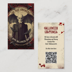 Cartão De Informações Código QR Halloween Costume Site Creepy Nosferatu
