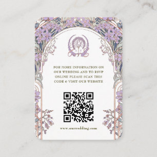 Cartão De Informações Código QR Informações do Site de Casamento Art Nou
