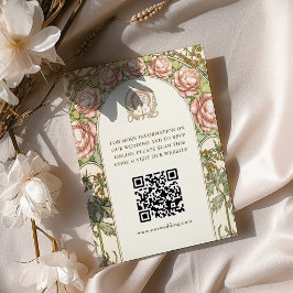Cartão De Informações Código QR Informações do Site de Casamento Art Nou