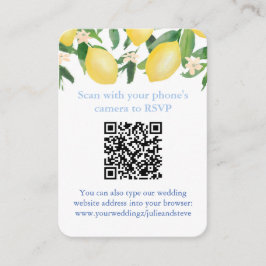 Cartão De Informações Código QR Limões Azul E Branco Citrino Casamento R