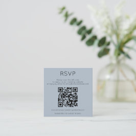 Cartão De Informações Código QR Minimalista Azul Poeira Resposta de Casa