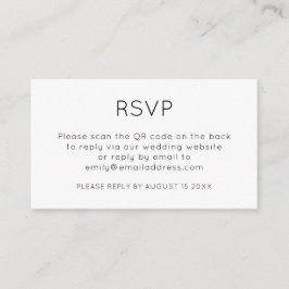 Cartão De Informações Código QR Minimalista Preto Branco RSVP Casamento