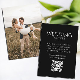 Cartão De Informações Código QR Mínimo Simples Monograma de Casamento Cl