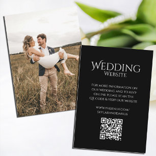 Cartão De Informações Código QR Mínimo Simples Monograma de Casamento Cl