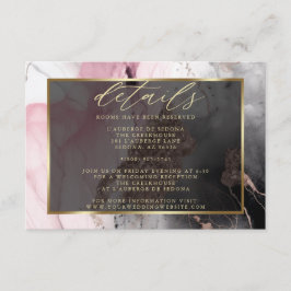 Cartão De Informações Código QR Moderno Pintura Rosa Abstrata Carvão Dou