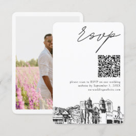 Cartão De Informações Código QR Moderno RSVP de Casamento de Tucson