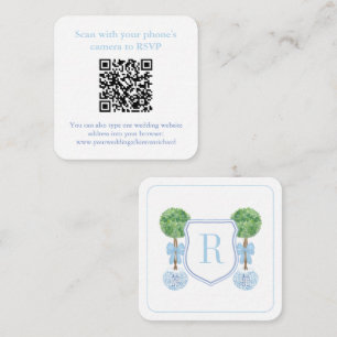 Cartão De Informações Código QR Monograma Topiaria Registro ou RSVP Pré-