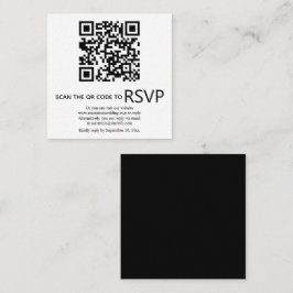 Cartão De Informações Código QR on-line RSVP casamento preto moderno bra
