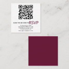Cartão De Informações Código QR online RSVP casamento de burgundy modern