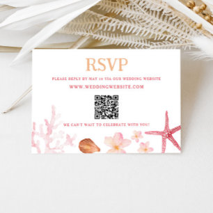 Cartão De Informações Código QR para Casamento Tropical no Destino 