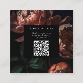 Cartão De Informações Código QR para Chá de Noiva com Florais Sombrios