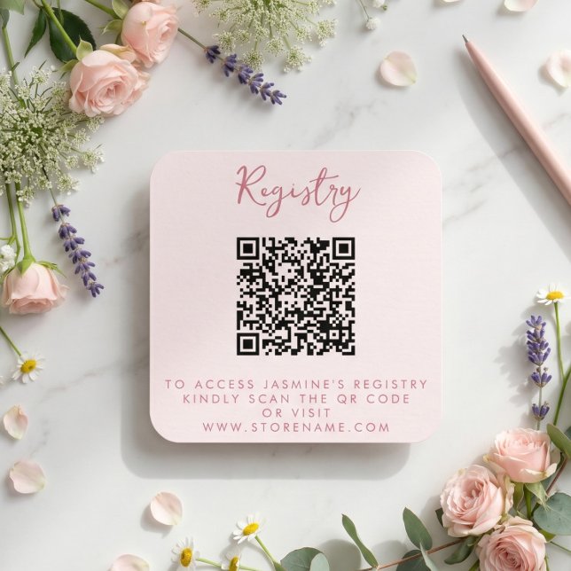 Cartão De Informações Código QR para Chá de Noiva Rosa (Criador carregado)