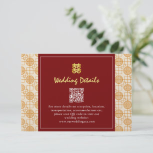 Cartão De Informações Código QR peranakan auspicioso do casamento chinês