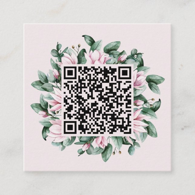 Cartão De Informações Código QR Personalizado Casamento de Quadro de Flo (Frente)