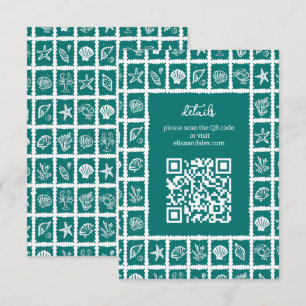 Cartão De Informações Código QR PERSONALIZADO de Casamento de Praia da S