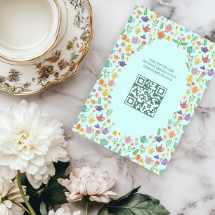 Cartão De Informações Código QR PERSONALIZADO do Chá de panela de Tea Pa
