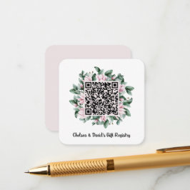 Cartão De Informações Código QR Personalizado Moldura Flor de Magnólia R