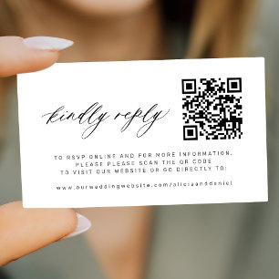 Cartão De Informações Código QR preto e branco casamento gentilmente res