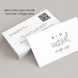 Cartão De Informações código QR preto e branco monograma casamento site 