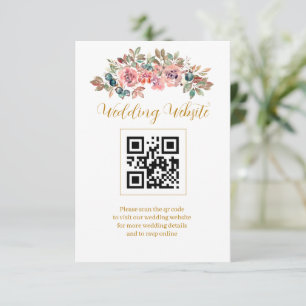 Cartão De Informações Código QR Rosa Aquarela Verde Esmeralda MARY