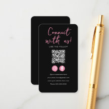 Código Qr Rosa Preto Minimalista Conecte-se Conosc