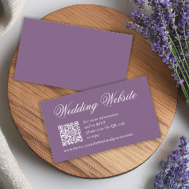 Cartão De Informações Código QR Roxo Empoeirado Site de Casamento com Le