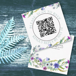 Cartão De Informações Código QR RSVP, casamento de flores silvestres de