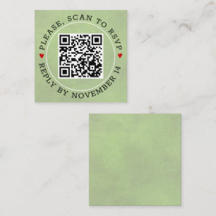 Cartão De Informações Código QR RSVP — casamento de sábio verde e coraçã