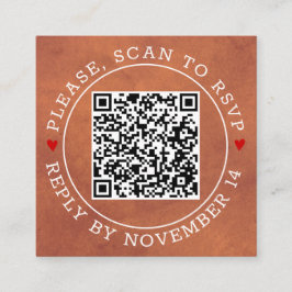 Cartão De Informações Código QR RSVP, casamento de terracotta manchado n
