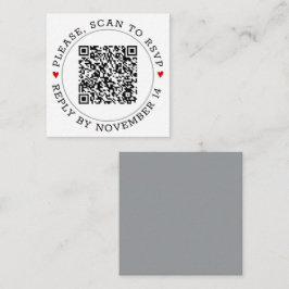 Cartão De Informações Código QR RSVP cinza moderna corações da fronteira