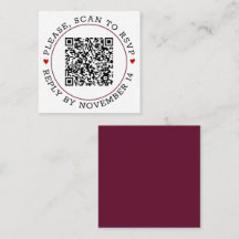 código QR RSVP com borda de coração em burgundy pa