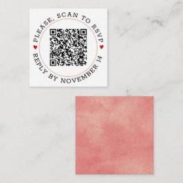 Cartão De Informações Código QR RSVP Coral cor-de-rosa fronteira e casam